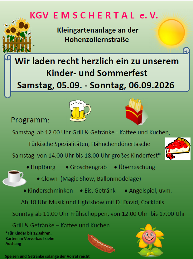 Sommerfest beim KGV Emschertal e. V.!